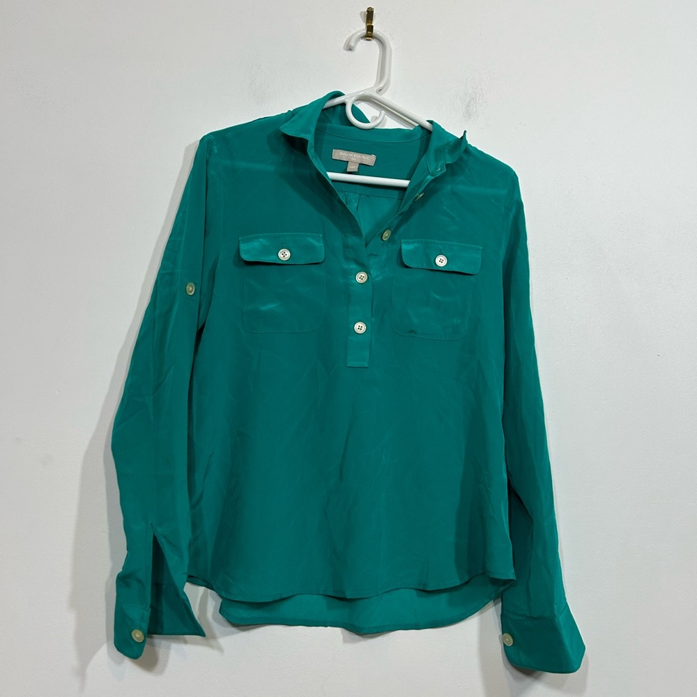 Banana Republic 100% Silk Turquoise Button Down Women’s Size Small
